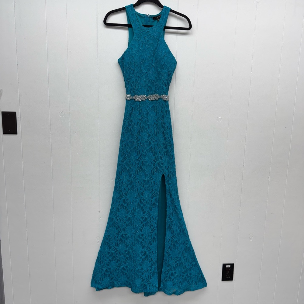 City Triangles Teal Lace Formal Dress Size 3